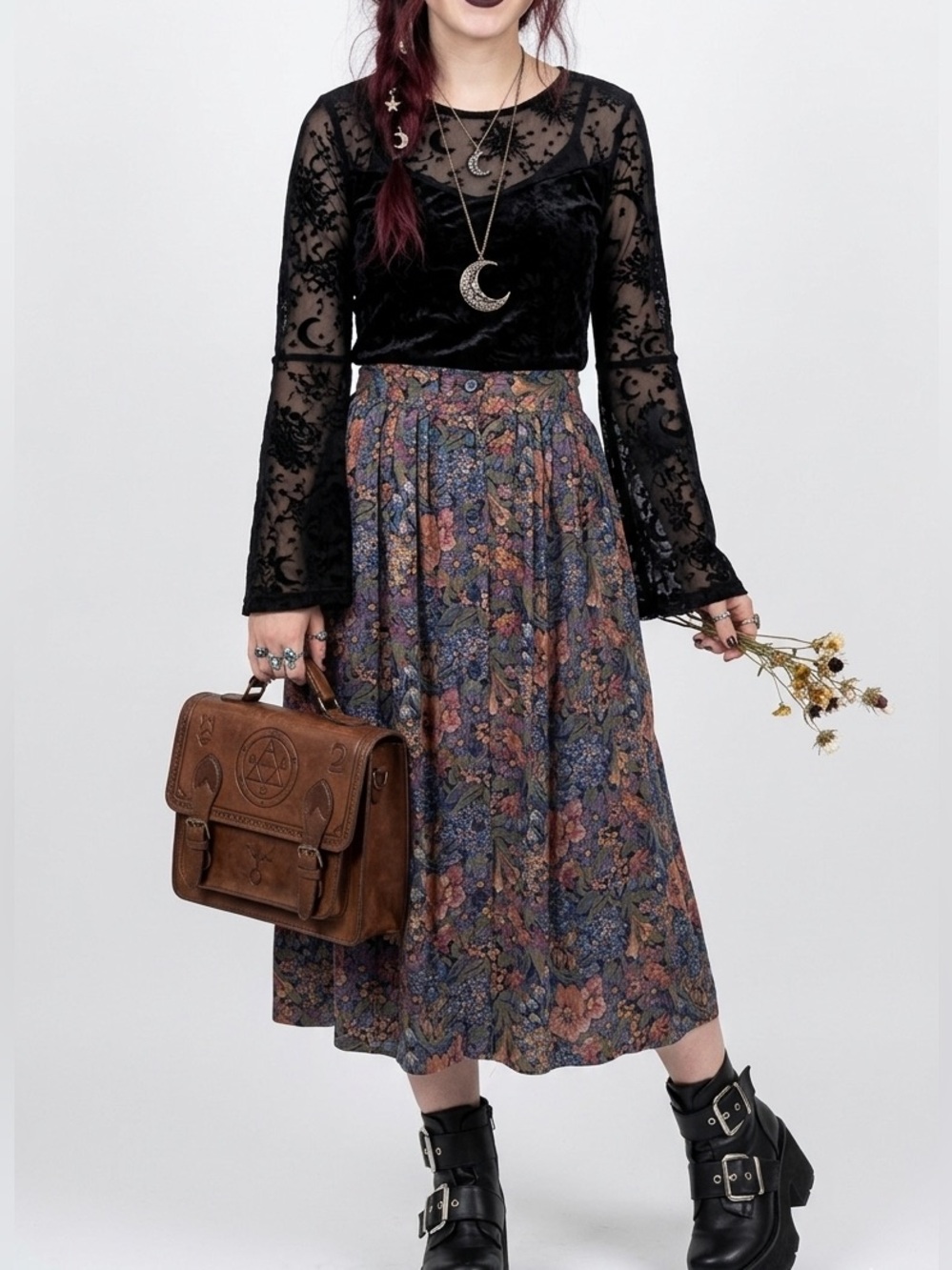 Giorgio Sant'Angelo Vintage Midi Skirt - Floral Upholstery Print - 80s/90s